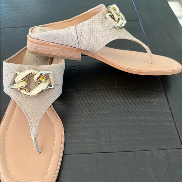 Donald J. Pliner Snake Skin Sandals with Gold Accent - Picture 1 of 7